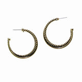 Textured Round Hoop Post Earring
