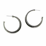 Textured Round Hoop Post Earring - view 2