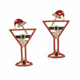 99770, CHRISTMAS CHAMPAGNE GLASS RHINESTONE EARRING
