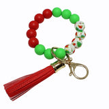 99784, CHRISTMAS THEME SILICONE BEAD KEYCHAIN TASSEL BRACELET