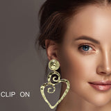 99794, HEART HAMMERED METAL CLIP ON EARRING