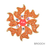 99814, FLOWER PEARL & CRYSTAL RHINESTONE PIN BROOCH