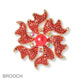 99814, FLOWER PEARL & CRYSTAL RHINESTONE PIN BROOCH