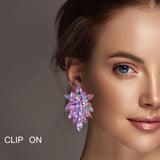99838, MARQUISE RHINESTONE ACCENT CLIP ON EARRING