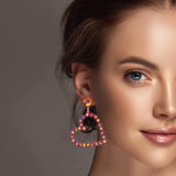 99874, MATTE FINISH HEART WITH RHINESTONE DANGLE EARRING