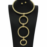 99880, TRIPLE ROUND RING DROP METAL NECKLACE