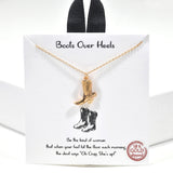 99889, GOLD DIPPED, "BOOTS OVER HEELS" WESTERN COWBOY BOOTS NECKLACE