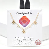 99893, GOLD DIPPED, "OWN YOUR LIFE" DAINTY FLOWER CHARM CZ NECKLACE