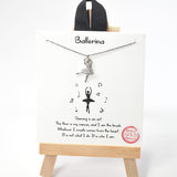 99897, GOLD DIPPED, "BALLERINA" DAINTY CUBIC ZIRCONIA CHARM NECKLACE
