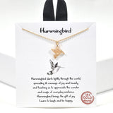 99898, GOLD DIPPED, "HUMMINGBIRD" DAINTY CZ CHARM NECKLACE
