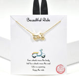 99902, GOLD DIPPED, "BEAUTIFUL RIDE" DAINTY SCOOTER NECKLACE