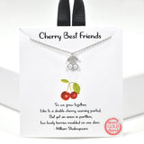 99903, GOLD DIPPED, "CHERRY BEST FRIENDS" DAINTY CHERRY CHARM CZ NECKLACE