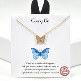99906, GOLD DIPPED, "CARRY ON" DAINTY BUTTERFLY CZ NECKLACE