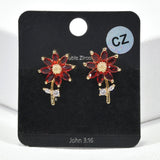 99912, FLOWER CUBIC ZIRCONIA STUD EARRING
