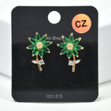 99912, FLOWER CUBIC ZIRCONIA STUD EARRING