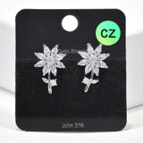 99912, FLOWER CUBIC ZIRCONIA STUD EARRING