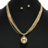 99921, BALL WITH SNAKECHAIN LAYERED NECKLACE