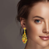 99933, MULTI SHAPE RHINESTONE DANGLE EARRING