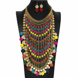 99970, WOOD CHARM & BEAD STATEMENT NECKLACE