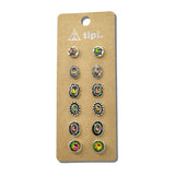 114743, 6 PAIR RHINESTONE WESTERN STUD EARRING SET