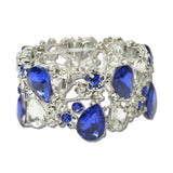 114051, SORORITY RHINESTONE TEARDROP FLORAL FILIGREE STRETCH BRACELET