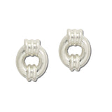 Water Resistant Ribbed Doorknocker Circle Stud Earrings – Worn Silver · ER10479VS_TP 9
