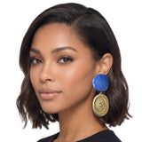 ER263010RB_FF 9 · Resin Pebble Sunburst Oval Drop Earrings – Gold/Royal Blue
