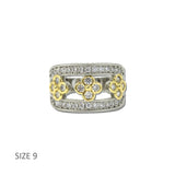 14K Gold Plated Clover CZ Two Tone Wide Band Ring – 9 · K2349-9_MX 9