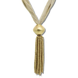 JN11484MG_JK 9 · Woven Mesh Beaded Tassel Long Drop Necklace – Mat Gold