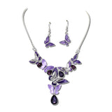 Butterfly Cluster Necklace Earring Set – Silver/Purple · YNE5459SPP_AJ 9