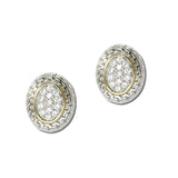14K Gold Plated Oval Pave CZ Framed Stud Earrings – Two Tone/Clear · ER4888-2T_IM 9
