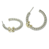 108618, 14K GOLD PLATED X ACCENT DESIGNER INSPIRED HOOP EARRING