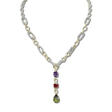 14K Gold Plated Two Tone Chain CZ Y Drop Necklace – Two Tone/Multi · A9671NGM_MX A9671NGM