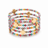 Cross Accent Multi Layered Beaded Stretch Bracelet