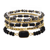 108321, SEMI PRECIOUS STONE ACCENT MULTI LAYERED BEADED STRETCH BRACELET