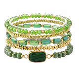 107871, SEMI PRECIOUS STONE ACCENT MULTI LAYERED BEADED STRETCH BRACELET