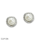 108352, PEARL ACCENT CRYSTAL RHINESTONE CLIP ON EARRING