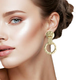 107834, HAMMERED GEOMETRIC METAL CLIP ON EARRING