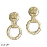 107834, HAMMERED GEOMETRIC METAL CLIP ON EARRING