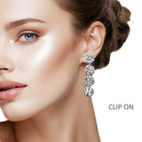 108346, HAMMERED ROUND DROP METAL DANGLE CLIP ON EARRING