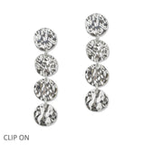 108346, HAMMERED ROUND DROP METAL DANGLE CLIP ON EARRING