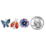 88665, FLOWER N LADYBUG GARDEN THEME STUD EARRING SET