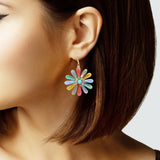 107320, FLOWER GLASS BEADED DANGLE EARRING