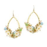 107877, FLOWER BEAD CLUSTER TEARDROP DANGLE EARRING