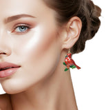 108031, CHRISTMAS CARDINAL BIRD DANGLE EARRING