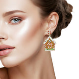 108037, CHRISTMAS GLITTER GINGERBREAD HOUSE DANGLE EARRING