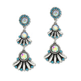 108411, WESTERN TURQUOISE STONE RHINESTONE DROP DANGLE EARRING