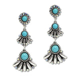 108411, WESTERN TURQUOISE STONE RHINESTONE DROP DANGLE EARRING