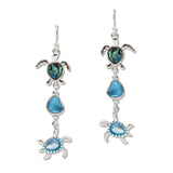 108655, OCEAN SEA TURTLE ABALONE SEA GLASS DROP DANGLE EARRING