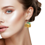 108033, HALLOWEEN GLITTER PUMPKIN DANGLE EARRING